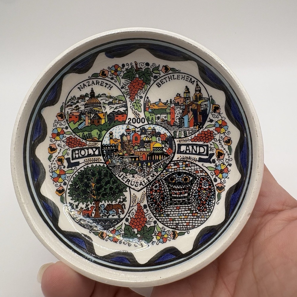 Holy Land Ceramic plate bowl Trinket Dish Old city Jerusalem 4" Bethlehem